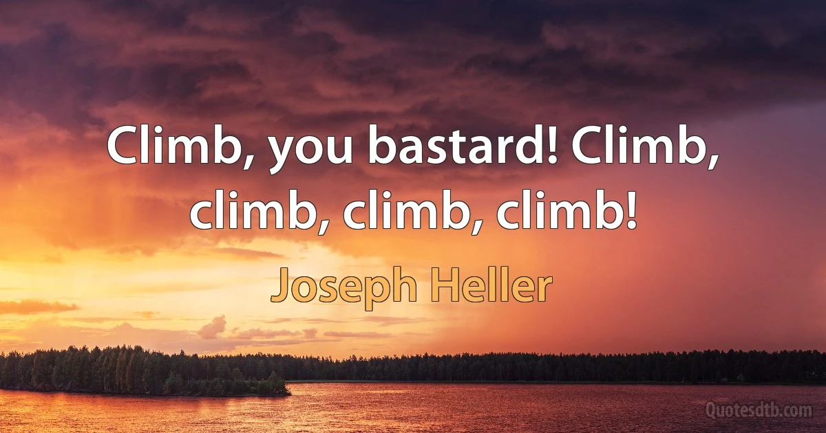 Climb, you bastard! Climb, climb, climb, climb! (Joseph Heller)