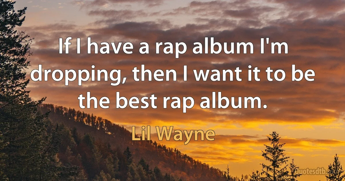 If I have a rap album I'm dropping, then I want it to be the best rap album. (Lil Wayne)