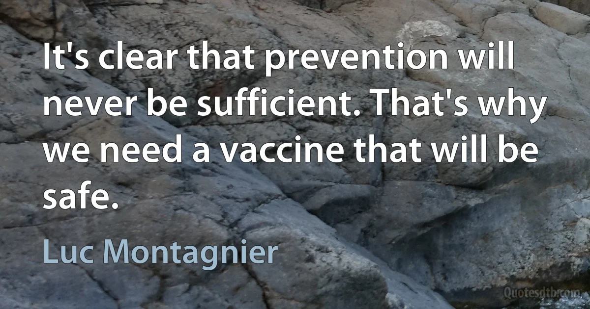 It's clear that prevention will never be sufficient. That's why we need a vaccine that will be safe. (Luc Montagnier)