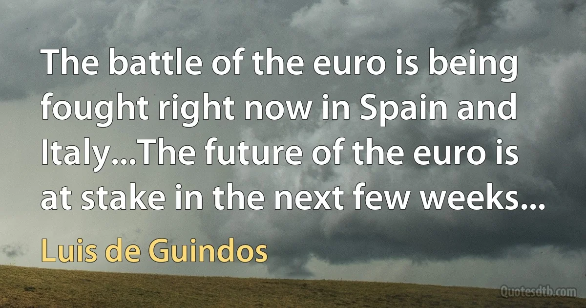 The battle of the euro is being fought right now in Spain and Italy...The future of the euro is at stake in the next few weeks... (Luis de Guindos)