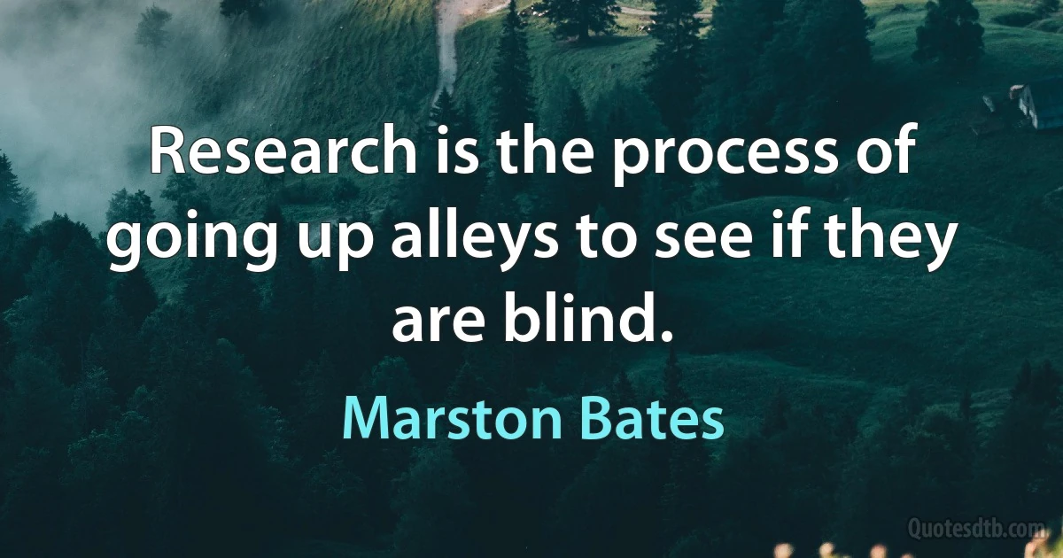 Research is the process of going up alleys to see if they are blind. (Marston Bates)