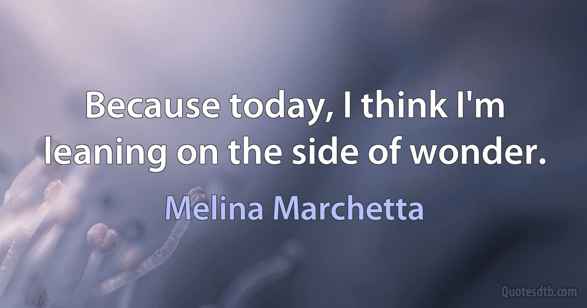 Because today, I think I'm leaning on the side of wonder. (Melina Marchetta)