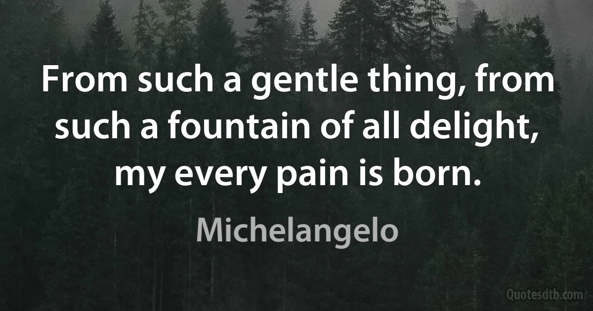 From such a gentle thing, from such a fountain of all delight, my every pain is born. (Michelangelo)