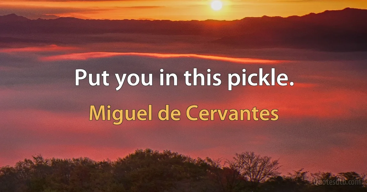 Put you in this pickle. (Miguel de Cervantes)