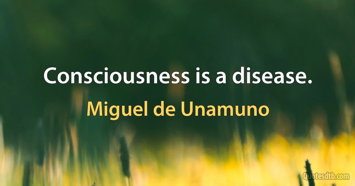 Consciousness is a disease. (Miguel de Unamuno)