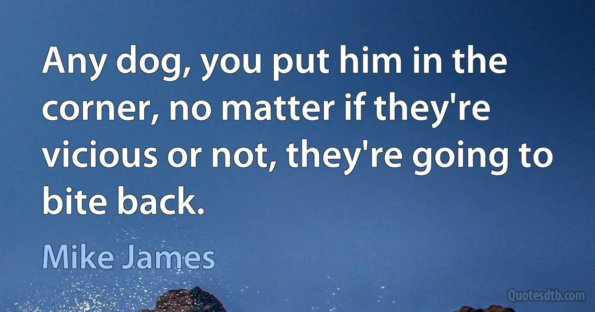 Any dog, you put him in the corner, no matter if they're vicious or not, they're going to bite back. (Mike James)