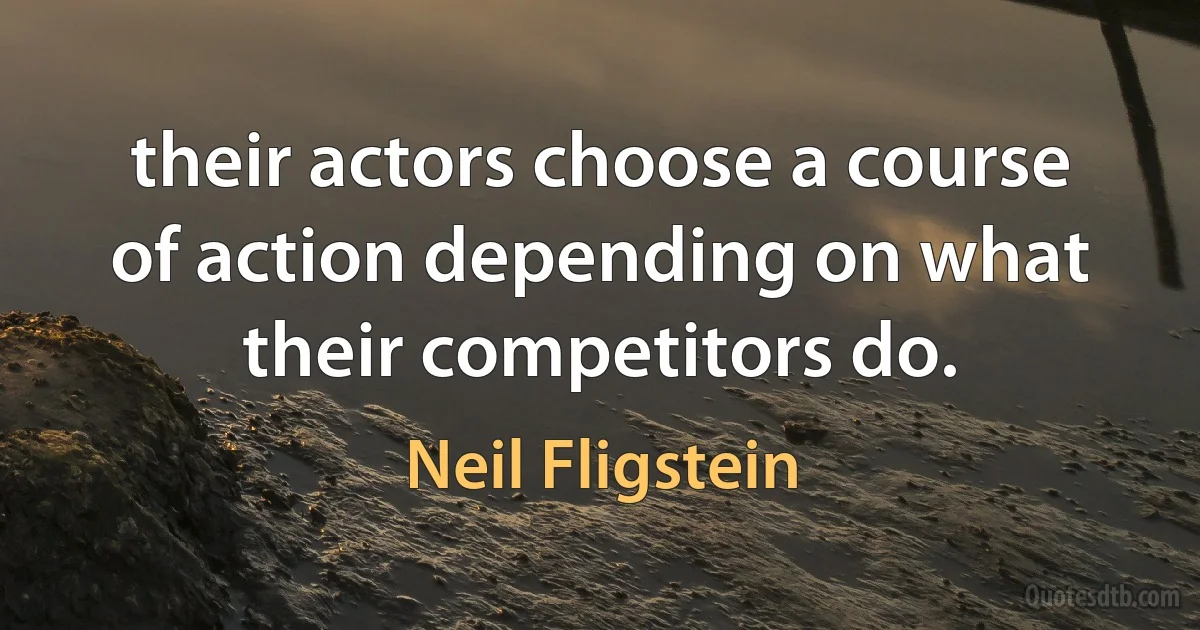 their actors choose a course of action depending on what their competitors do. (Neil Fligstein)