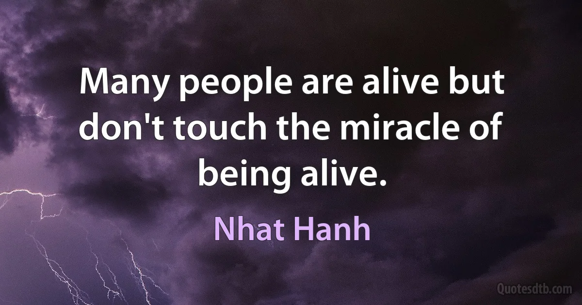 Many people are alive but don't touch the miracle of being alive. (Nhat Hanh)