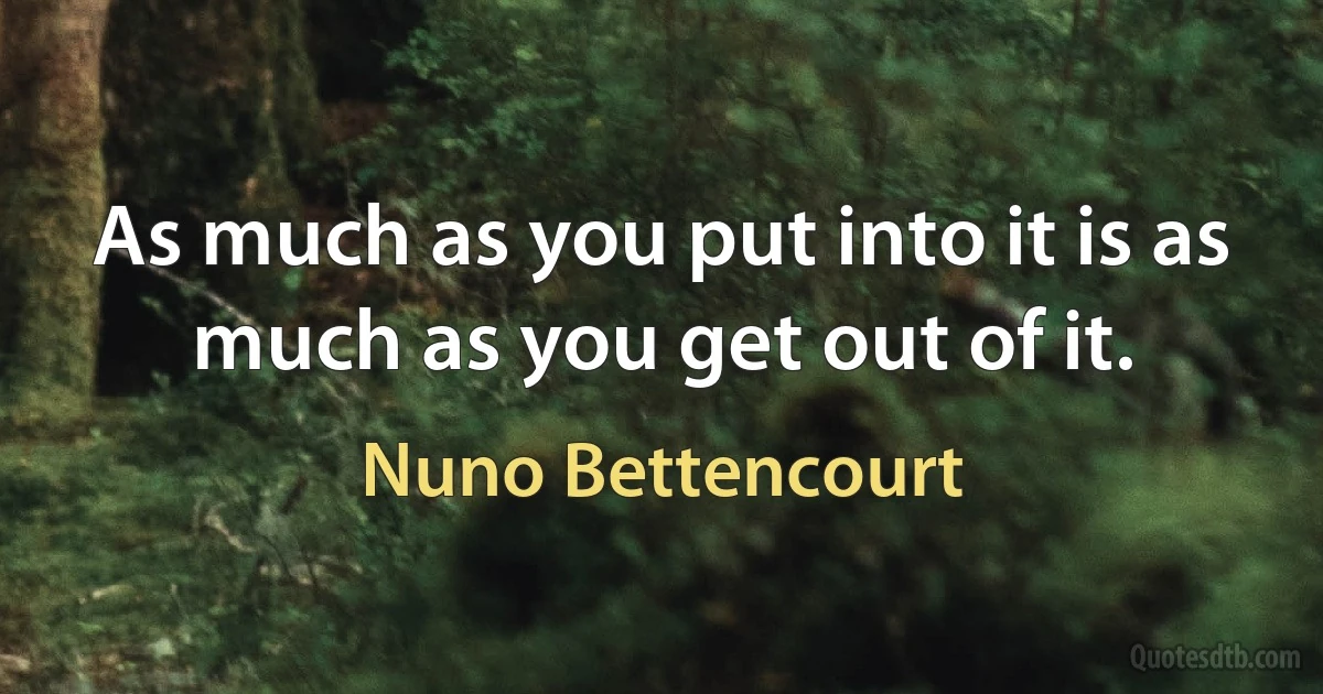 As much as you put into it is as much as you get out of it. (Nuno Bettencourt)