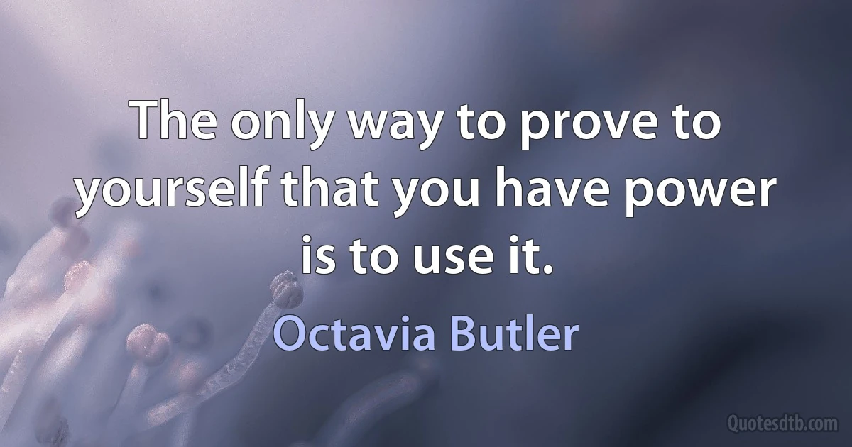 The only way to prove to yourself that you have power is to use it. (Octavia Butler)