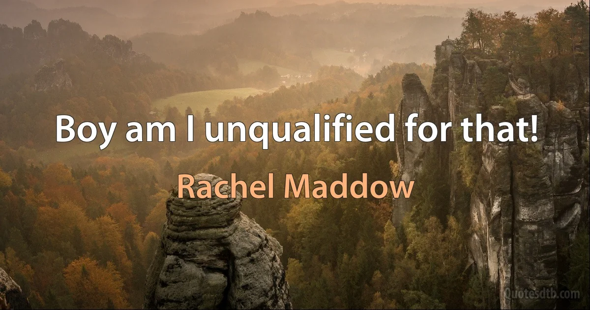 Boy am I unqualified for that! (Rachel Maddow)