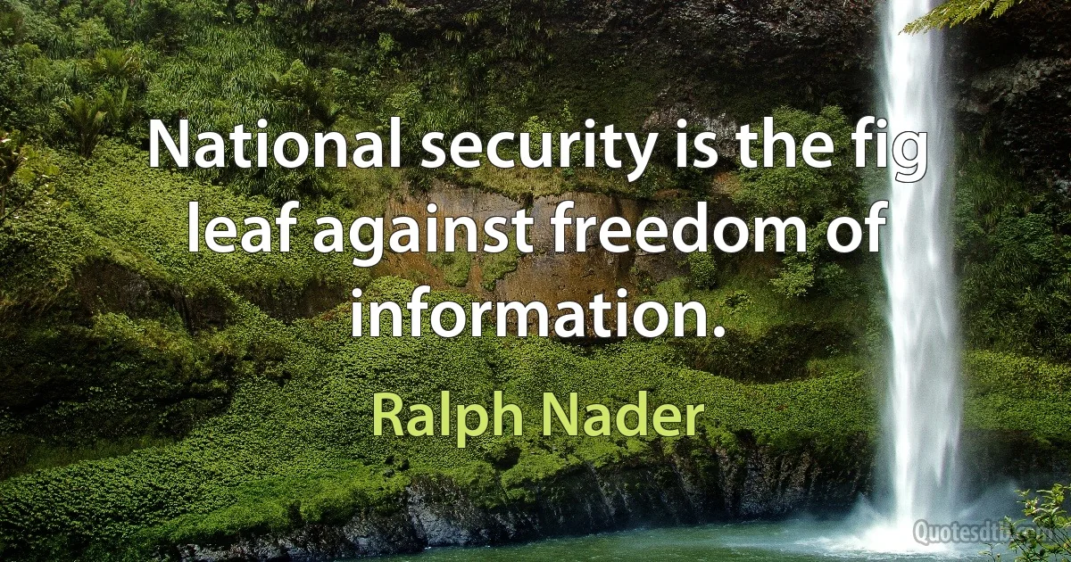 National security is the fig leaf against freedom of information. (Ralph Nader)