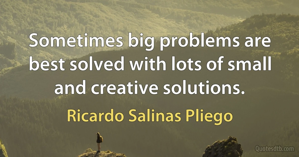 Sometimes big problems are best solved with lots of small and creative solutions. (Ricardo Salinas Pliego)