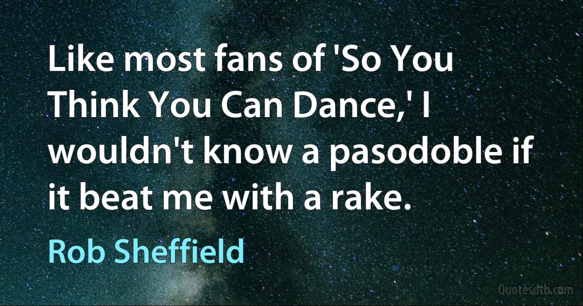 Like most fans of 'So You Think You Can Dance,' I wouldn't know a pasodoble if it beat me with a rake. (Rob Sheffield)