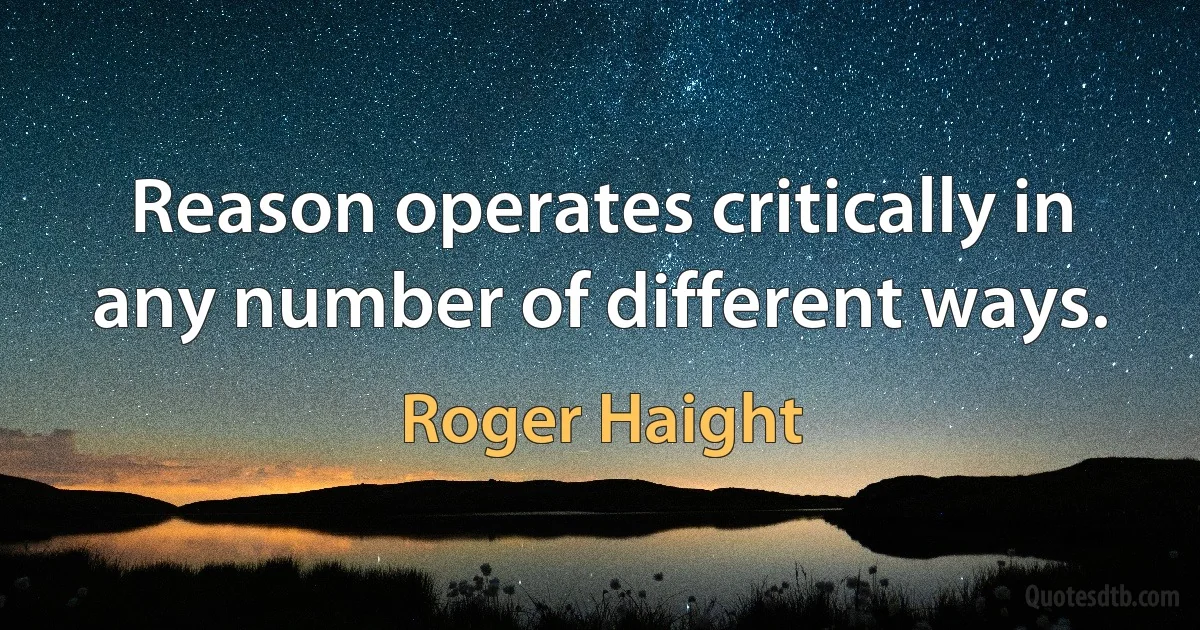 Reason operates critically in any number of different ways. (Roger Haight)