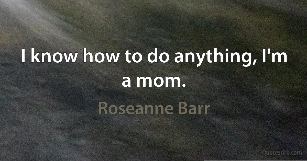 I know how to do anything, I'm a mom. (Roseanne Barr)