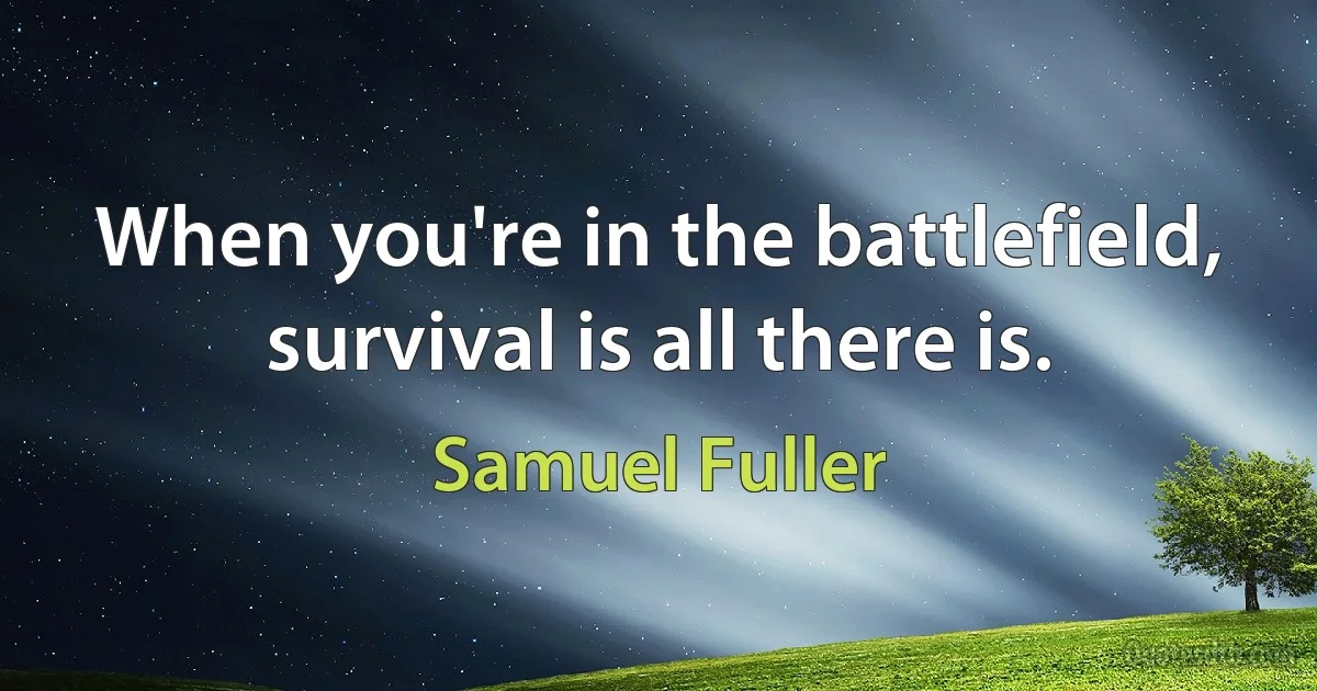 When you're in the battlefield, survival is all there is. (Samuel Fuller)