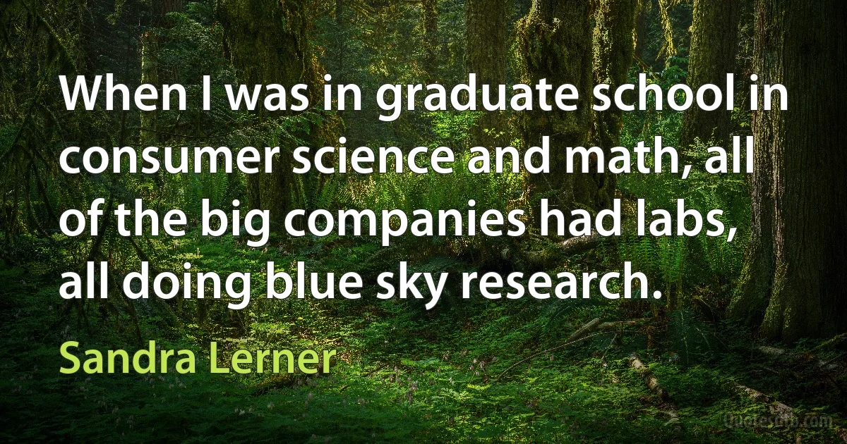 When I was in graduate school in consumer science and math, all of the big companies had labs, all doing blue sky research. (Sandra Lerner)