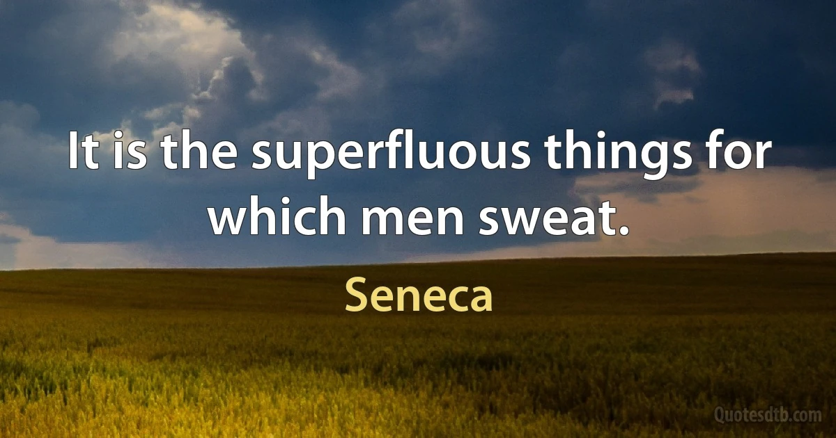 It is the superfluous things for which men sweat. (Seneca)