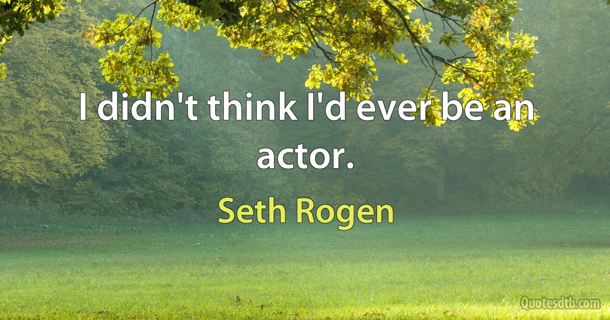 I didn't think I'd ever be an actor. (Seth Rogen)