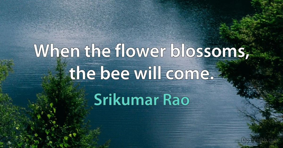 When the flower blossoms, the bee will come. (Srikumar Rao)