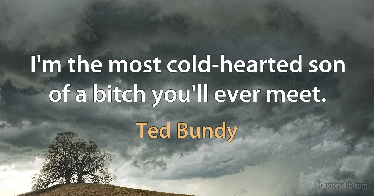 I'm the most cold-hearted son of a bitch you'll ever meet. (Ted Bundy)