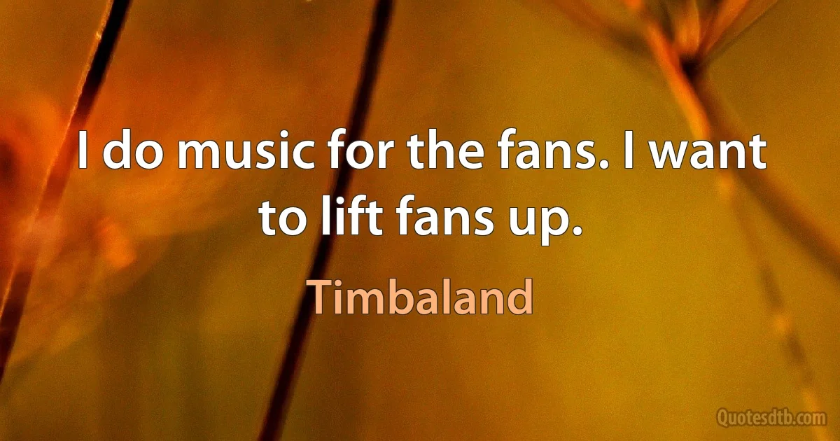 I do music for the fans. I want to lift fans up. (Timbaland)