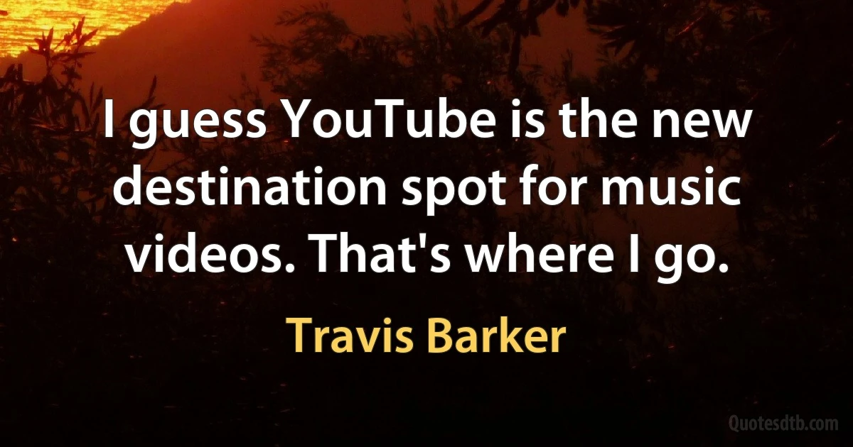 I guess YouTube is the new destination spot for music videos. That's where I go. (Travis Barker)