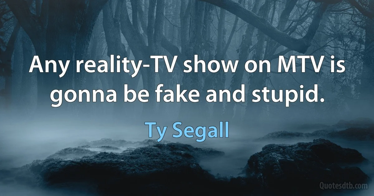 Any reality-TV show on MTV is gonna be fake and stupid. (Ty Segall)