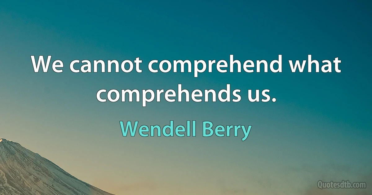 We cannot comprehend what comprehends us. (Wendell Berry)