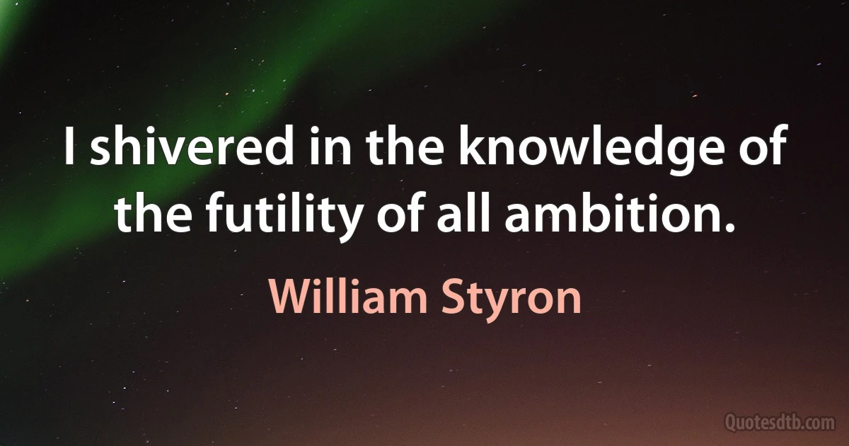 I shivered in the knowledge of the futility of all ambition. (William Styron)