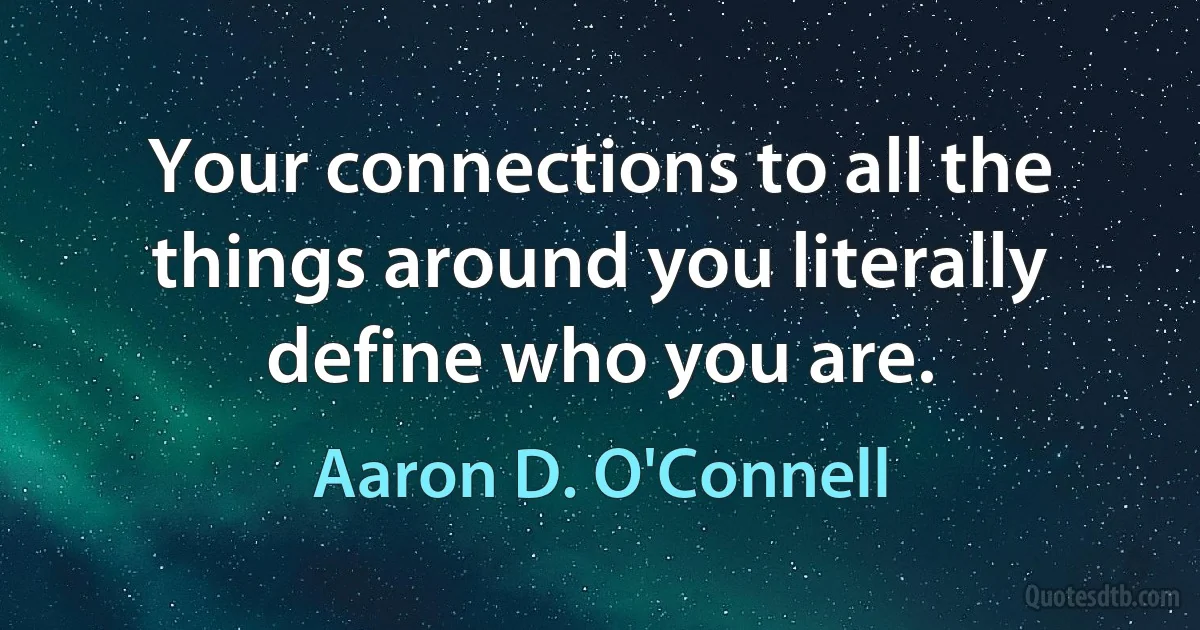 Your connections to all the things around you literally define who you are. (Aaron D. O'Connell)