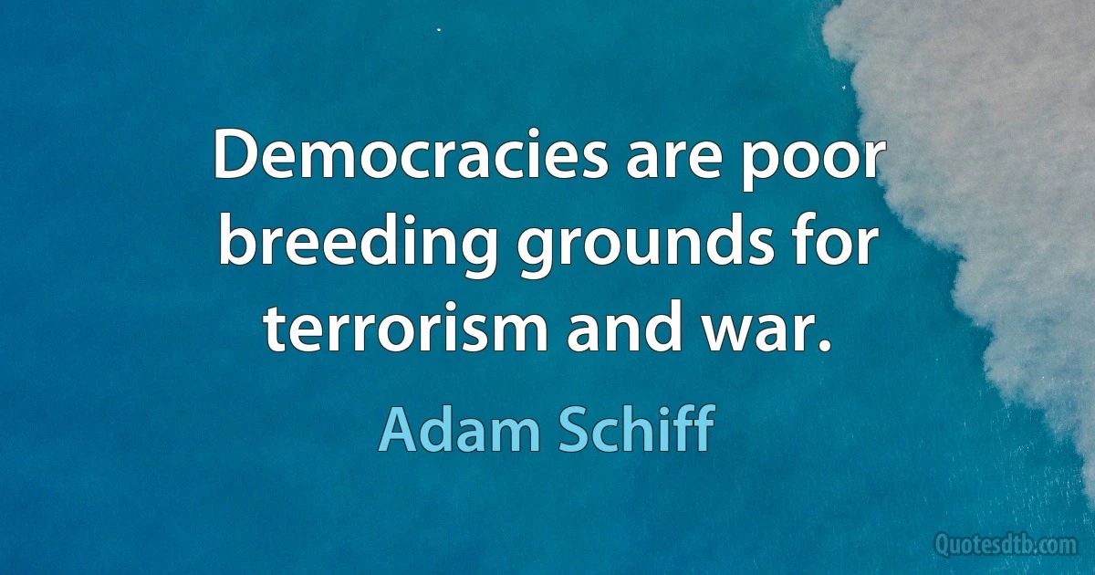 Democracies are poor breeding grounds for terrorism and war. (Adam Schiff)