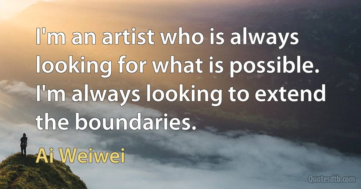 I'm an artist who is always looking for what is possible. I'm always looking to extend the boundaries. (Ai Weiwei)