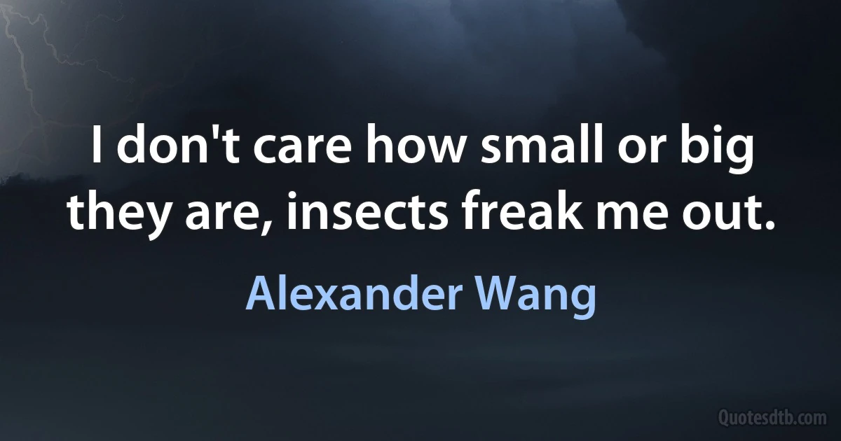 I don't care how small or big they are, insects freak me out. (Alexander Wang)