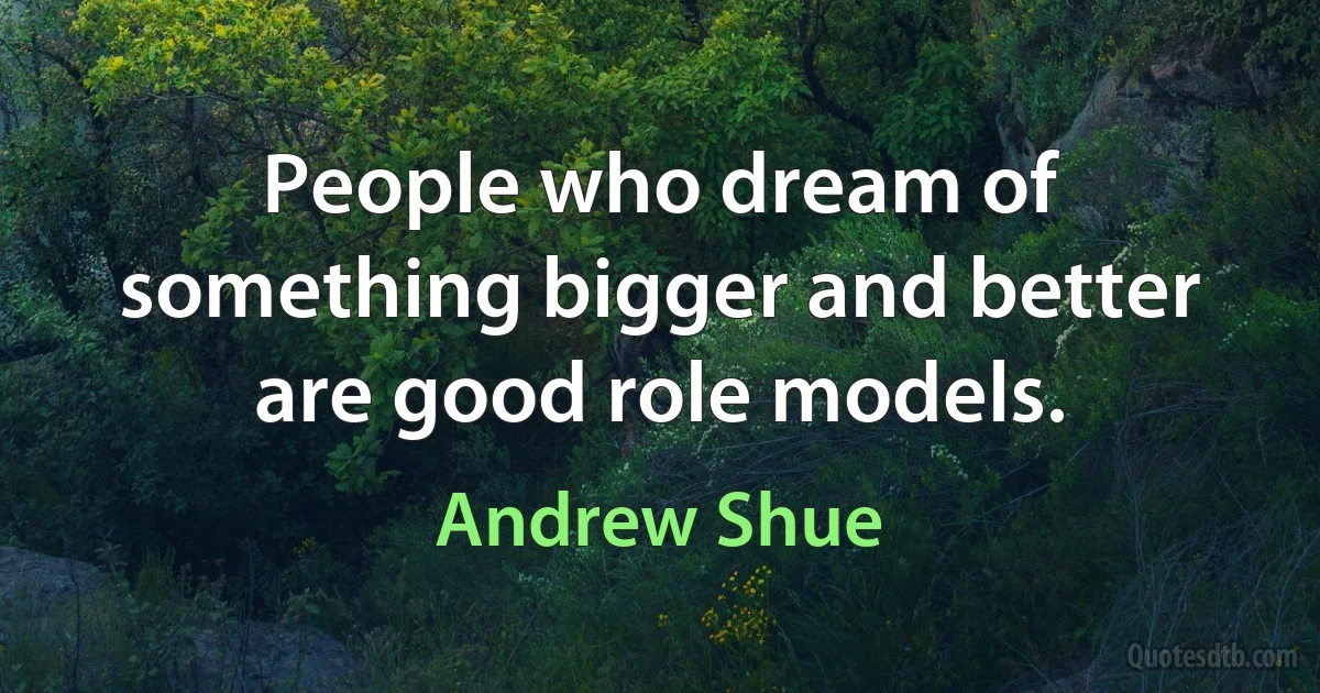 People who dream of something bigger and better are good role models. (Andrew Shue)