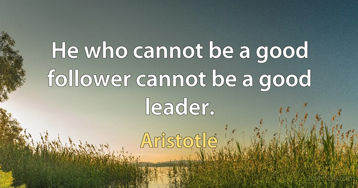 He who cannot be a good follower cannot be a good leader. (Aristotle)