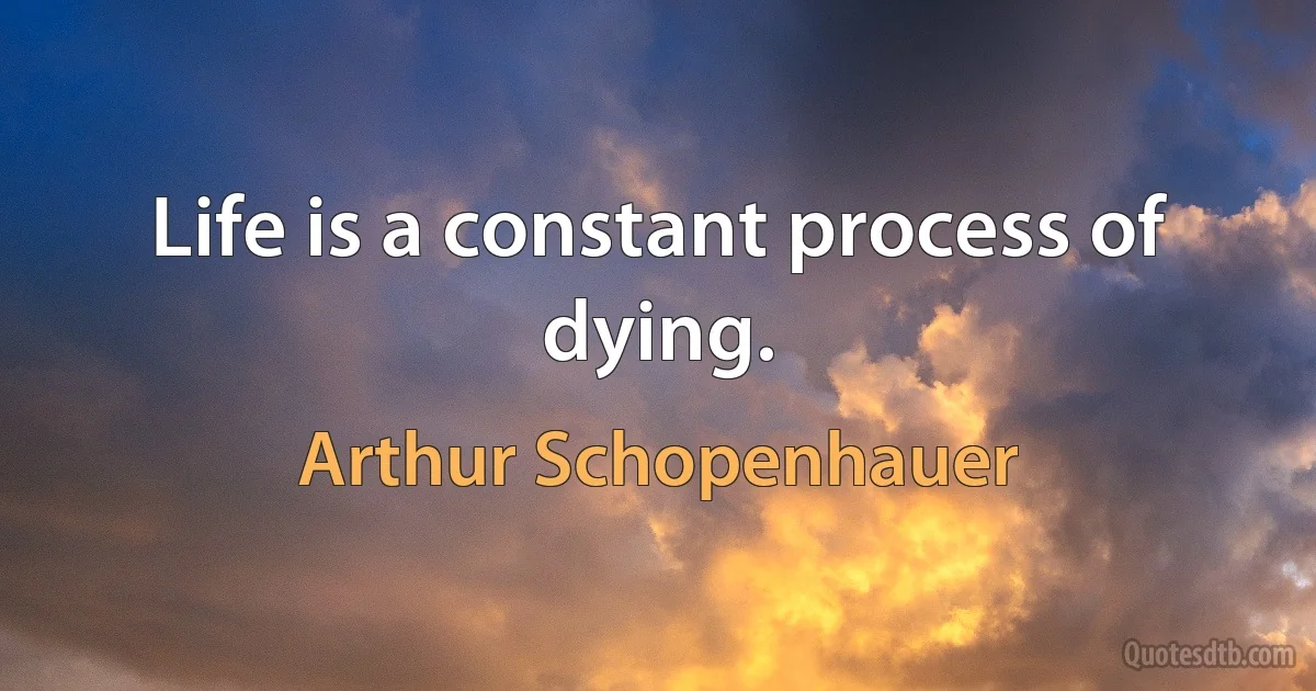 Life is a constant process of dying. (Arthur Schopenhauer)