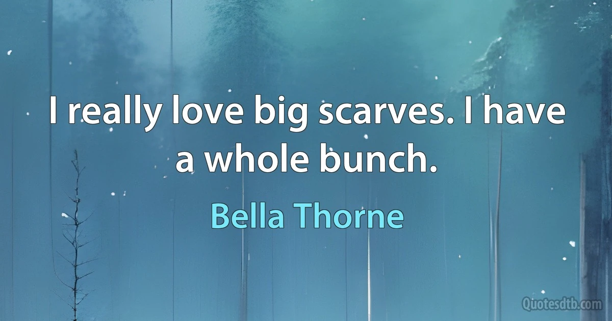 I really love big scarves. I have a whole bunch. (Bella Thorne)