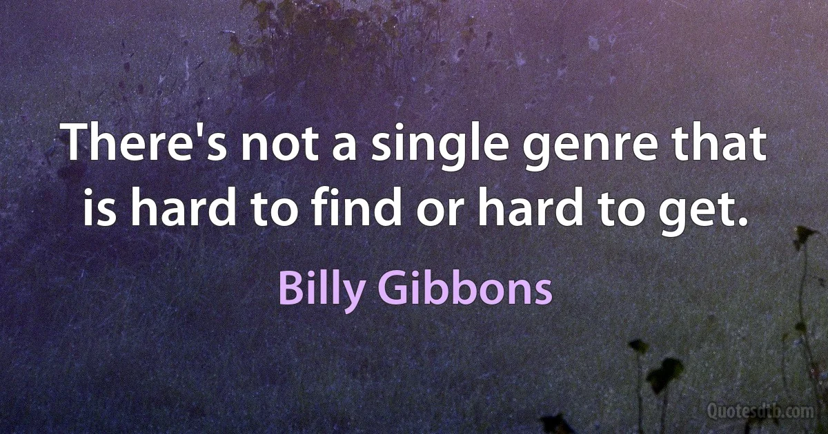 There's not a single genre that is hard to find or hard to get. (Billy Gibbons)