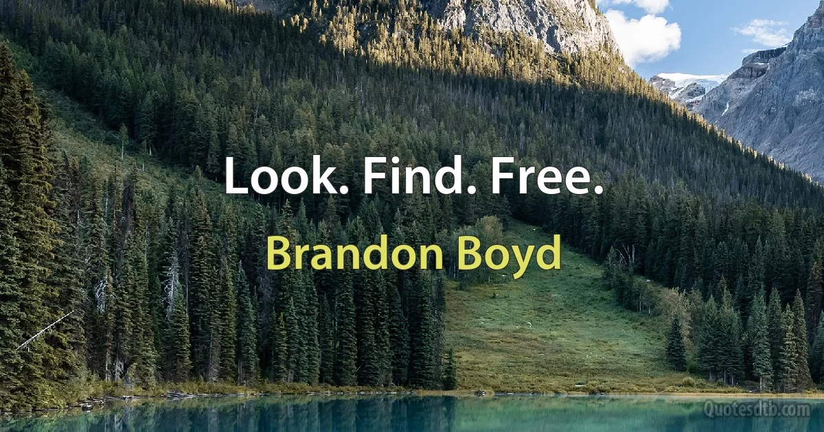 Look. Find. Free. (Brandon Boyd)