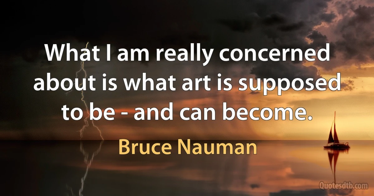 What I am really concerned about is what art is supposed to be - and can become. (Bruce Nauman)