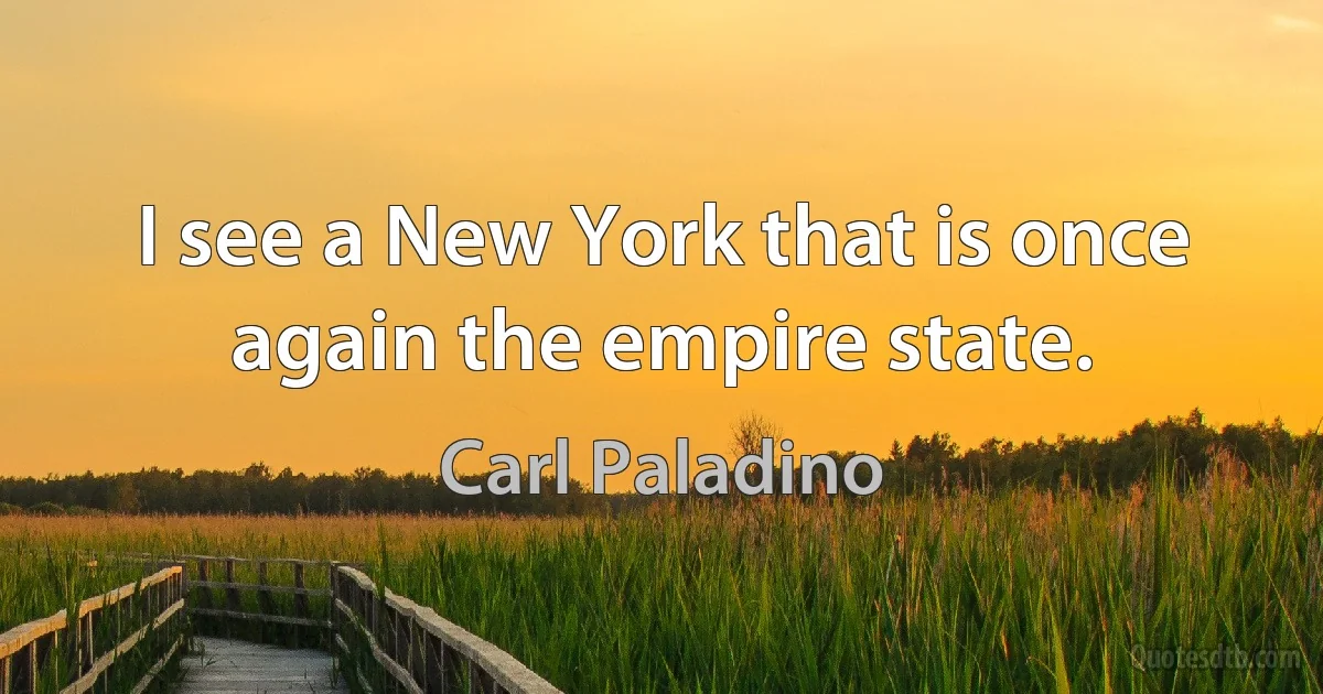 I see a New York that is once again the empire state. (Carl Paladino)