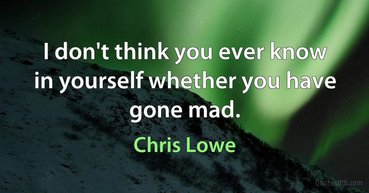 I don't think you ever know in yourself whether you have gone mad. (Chris Lowe)