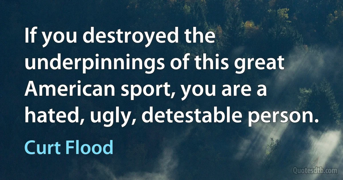 If you destroyed the underpinnings of this great American sport, you are a hated, ugly, detestable person. (Curt Flood)