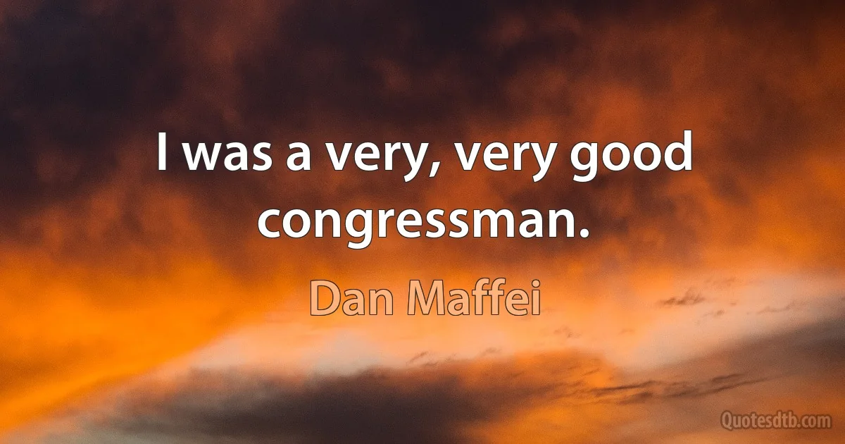 I was a very, very good congressman. (Dan Maffei)