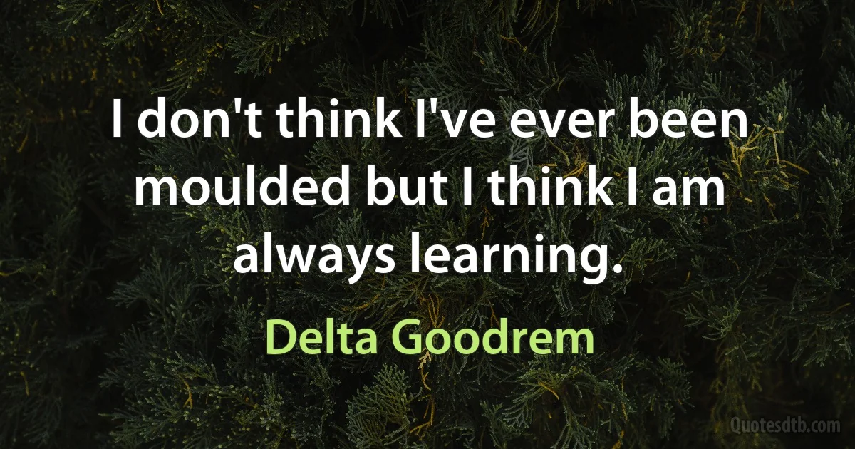 I don't think I've ever been moulded but I think I am always learning. (Delta Goodrem)