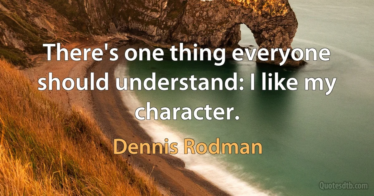 There's one thing everyone should understand: I like my character. (Dennis Rodman)