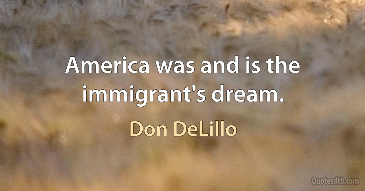 America was and is the immigrant's dream. (Don DeLillo)