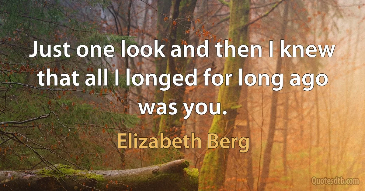 Just one look and then I knew that all I longed for long ago was you. (Elizabeth Berg)